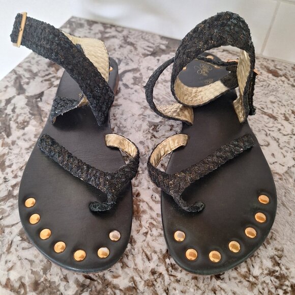 MATT BERNSON Gladiator Sandals Gold Brown Size 10 - Picture 1 of 8